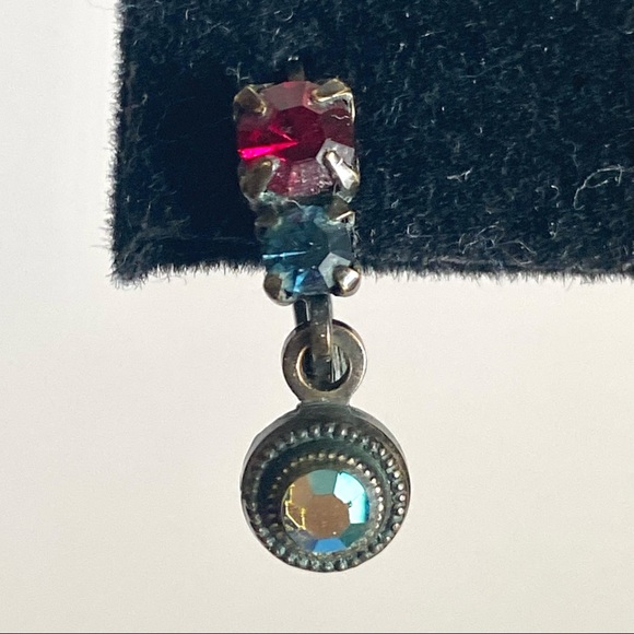 Sorrelli Red and Blue Crystal Earrings - Picture 3 of 13